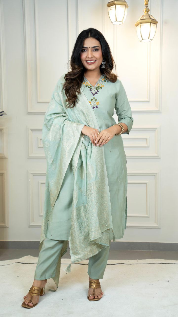 New Designers Kurta Pent Dupatta Set