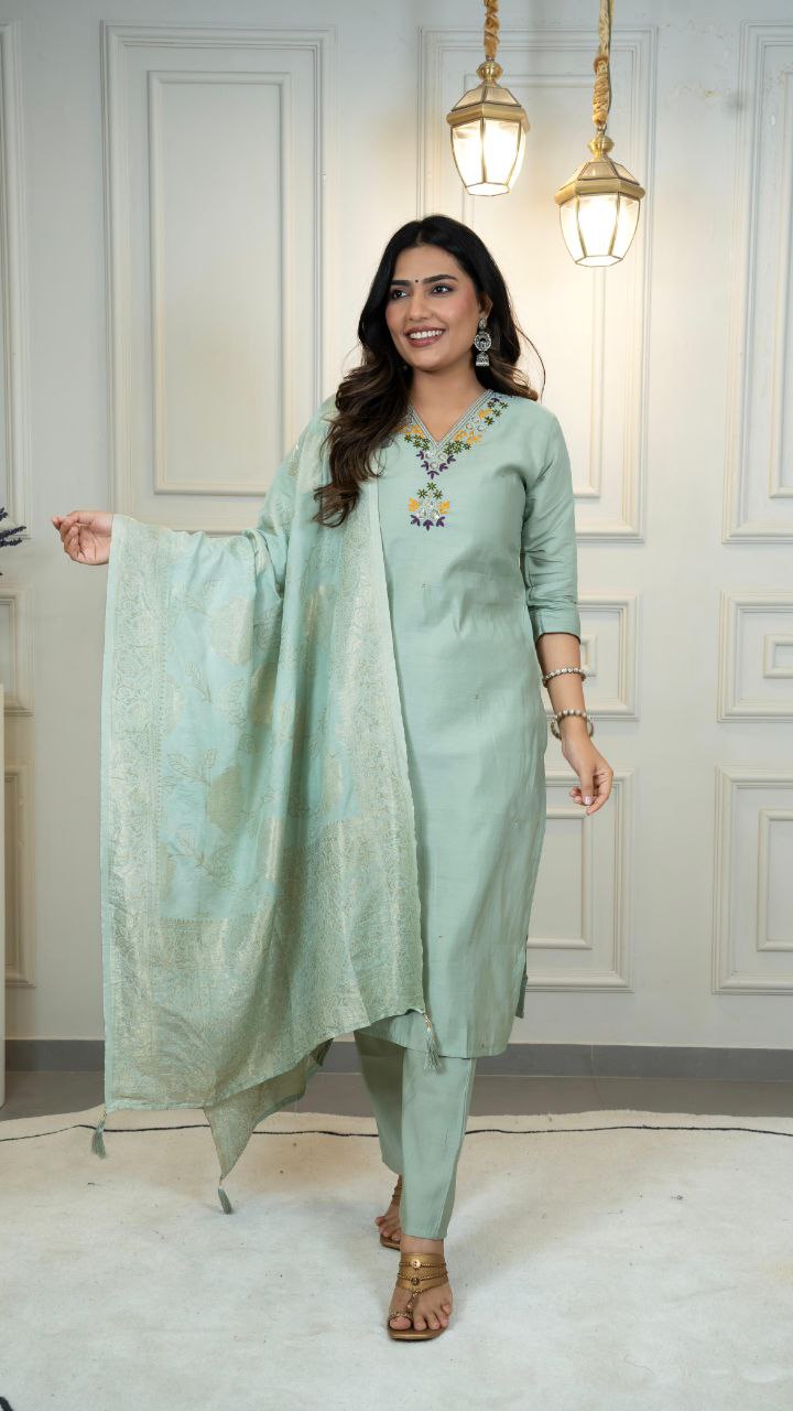 New Designers Kurta Pent Dupatta Set