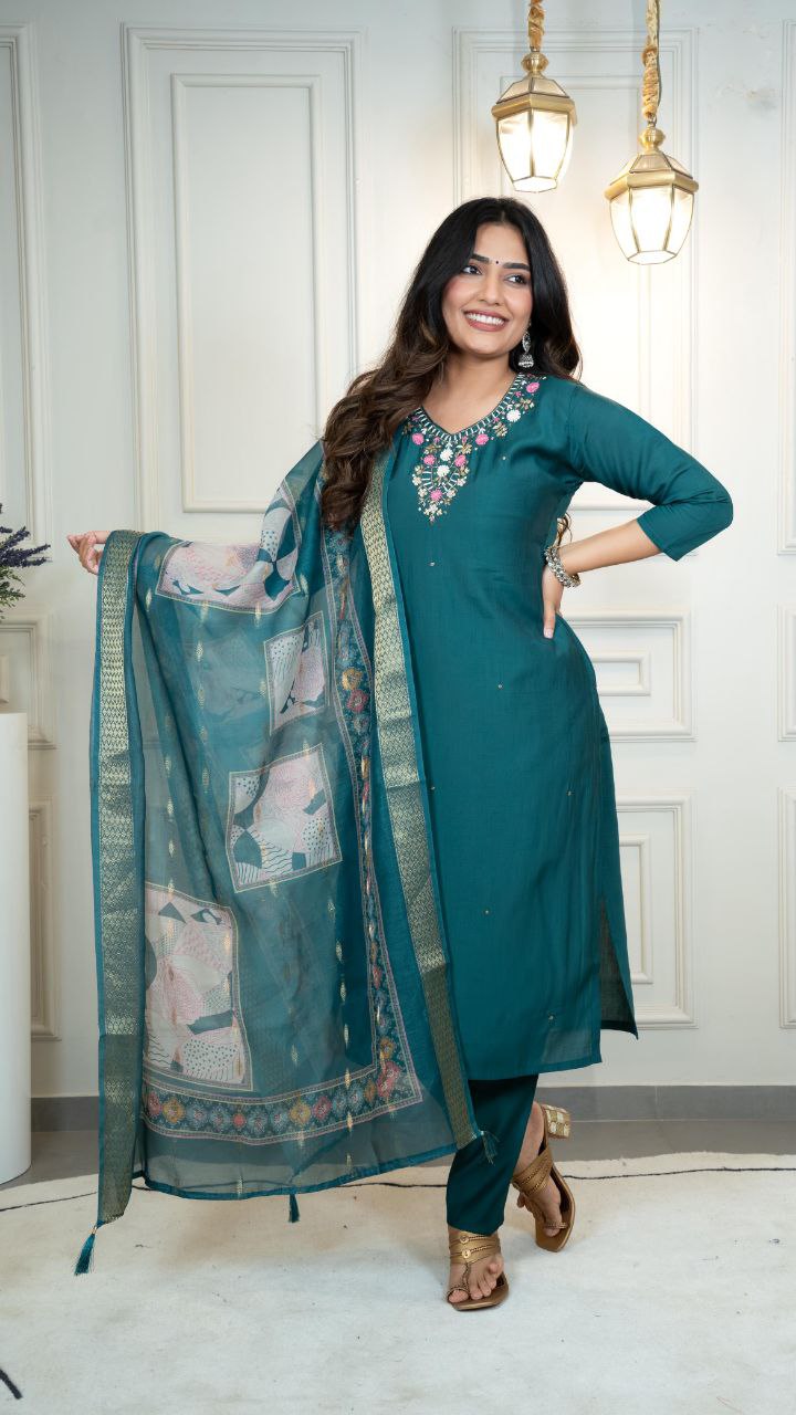 New Designers Kurta Pent Dupatta Set