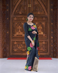 Pure Banarasi Silk Saree Weaved With Zari Comes With Heavy Banarasi Brocade Blouse