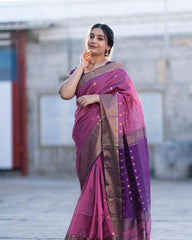 Pure Banarasi Silk Saree Weaved With Zari Comes With Heavy Banarasi Brocade Blouse