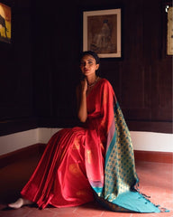 Pure Banarasi Silk Saree Weaved With Zari Comes With Heavy Banarasi Brocade Blouse