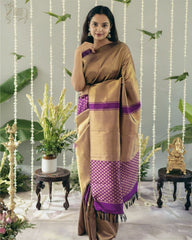 Pure Banarasi Silk Saree Weaved With Zari Comes With Heavy Banarasi Brocade Blouse