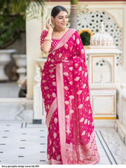 Pure Banarasi Silk Saree Weaved With Zari Comes With Heavy Banarasi Brocade Blouse