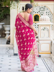 Pure Banarasi Silk Saree Weaved With Zari Comes With Heavy Banarasi Brocade Blouse