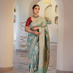 Pure Banarasi Silk Saree Weaved With Zari Comes With Heavy Banarasi Brocade Blouse