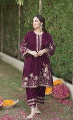 MAKE ADORABLE UR FUNCTION WEAR A VELVET EMBROIDERY WORK KALI TOP WITH PANT