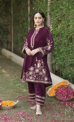 MAKE ADORABLE UR FUNCTION WEAR A VELVET EMBROIDERY WORK KALI TOP WITH PANT