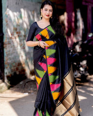 Pure Banarasi Silk Saree Weaved With Zari Comes With Heavy Banarasi Brocade Blouse