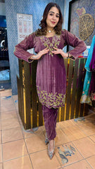 OUR NEW DESIGNER BLOOMING VELVET EMBROIDERY WORK SUIT WITH PANT