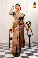 Pure Banarasi Silk Saree Weaved With Zari Comes With Heavy Banarasi Brocade Blouse