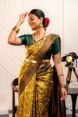 Pure Banarasi Silk Saree Weaved With Zari Comes With Heavy Banarasi Brocade Blouse