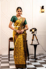 Pure Banarasi Silk Saree Weaved With Zari Comes With Heavy Banarasi Brocade Blouse