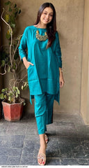 Women Plain Cotton Kurti Co-Ord Set