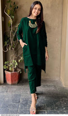 Women Plain Cotton Kurti Co-Ord Set